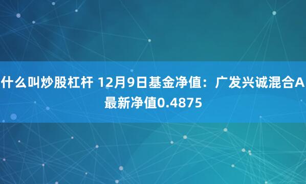 什么叫炒股杠杆 12月9日基金净值：广发兴诚混合A最新净值0.4875