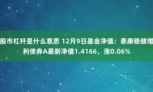 股市杠杆是什么意思 12月9日基金净值：泰康稳健增利债券A最新净值1.4166，涨0.06%