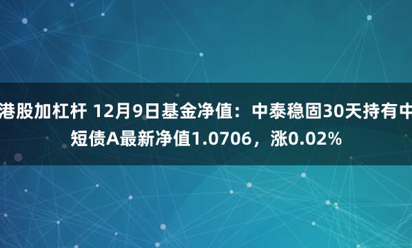 港股加杠杆 12月9日基金净值：中泰稳固30天持有中短债A最新净值1.0706，涨0.02%