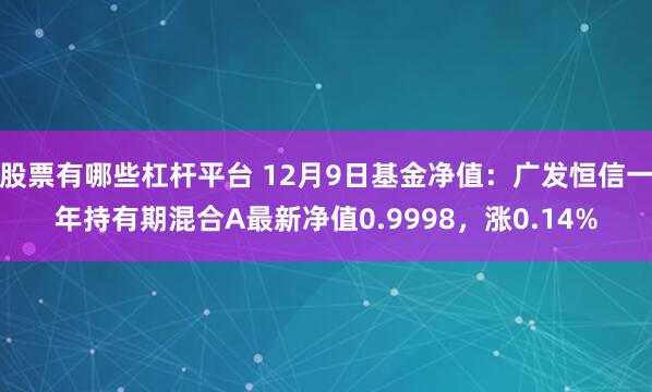 股票有哪些杠杆平台 12月9日基金净值：广发恒信一年持有期混合A最新净值0.9998，涨0.14%