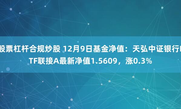 股票杠杆合规炒股 12月9日基金净值：天弘中证银行ETF联接A最新净值1.5609，涨0.3%