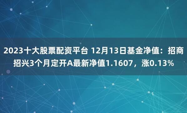 2023十大股票配资平台 12月13日基金净值：招商招兴3个月定开A最新净值1.1607，涨0.13%