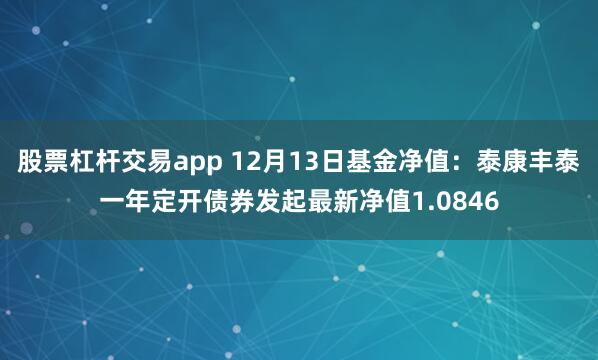 股票杠杆交易app 12月13日基金净值：泰康丰泰一年定开债券发起最新净值1.0846