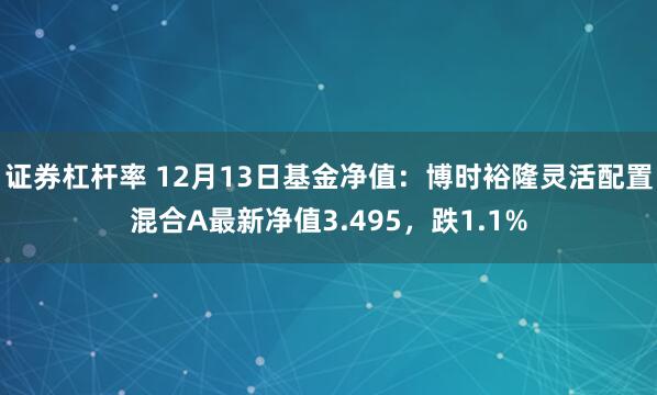 证券杠杆率 12月13日基金净值：博时裕隆灵活配置混合A最新净值3.495，跌1.1%