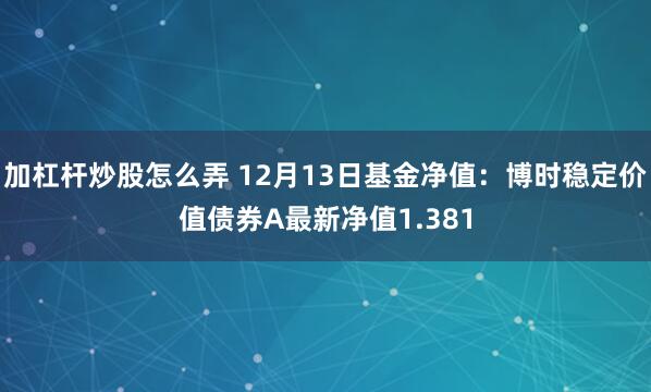 加杠杆炒股怎么弄 12月13日基金净值：博时稳定价值债券A最新净值1.381